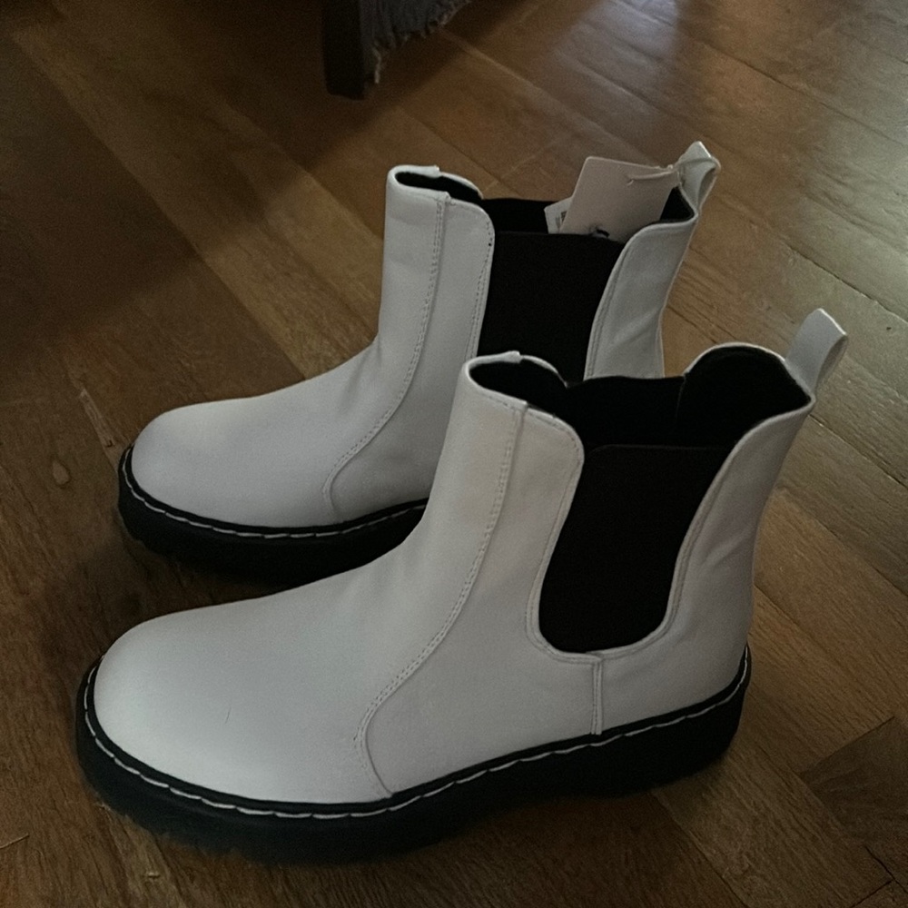 Sincerely Jules White Combat Ankle Boots